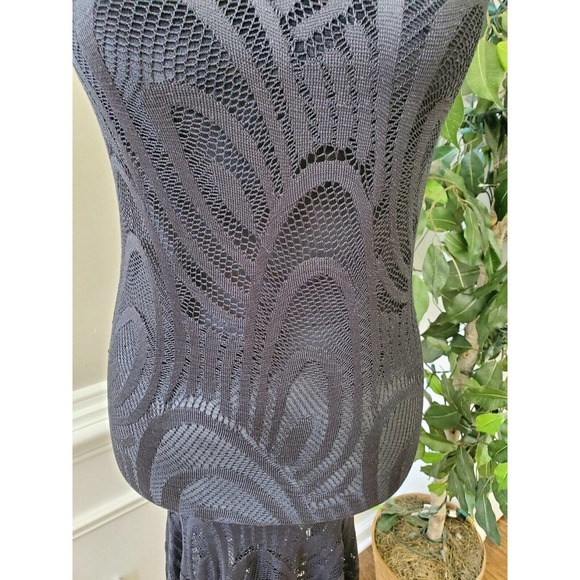 Boutique Style Solid Black Nylon Off The Shoulders Bodycon Dress Size Small - Picture 3 of 11